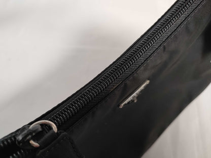 PRADA nylon handbag with triangle logo, black