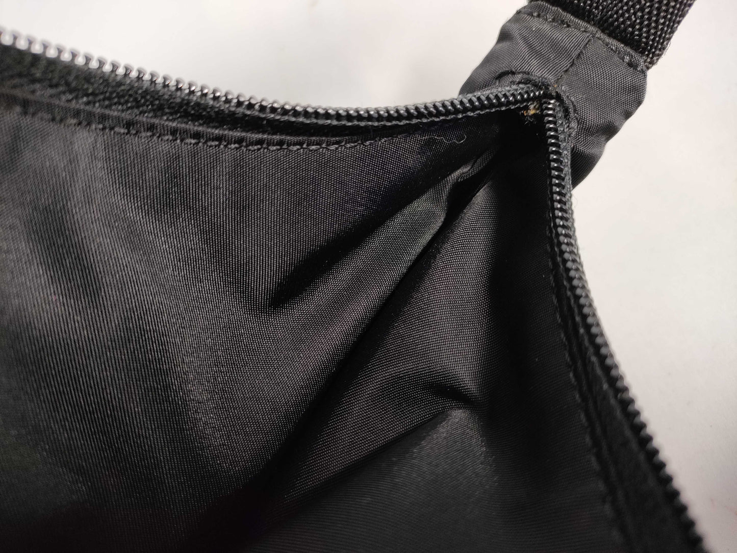 PRADA nylon handbag with triangle logo, black