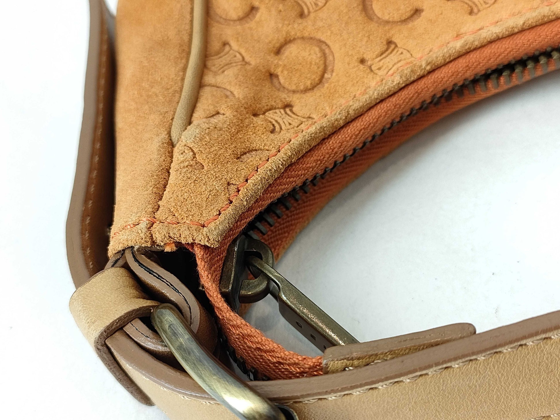 CELINE C Macadam Half Moon Shoulder Bag Handbag