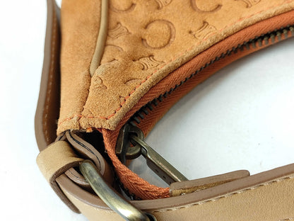 CELINE C Macadam Half Moon Shoulder Bag Handbag