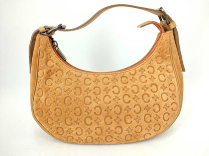 CELINE C Macadam Half Moon Shoulder Bag Handbag