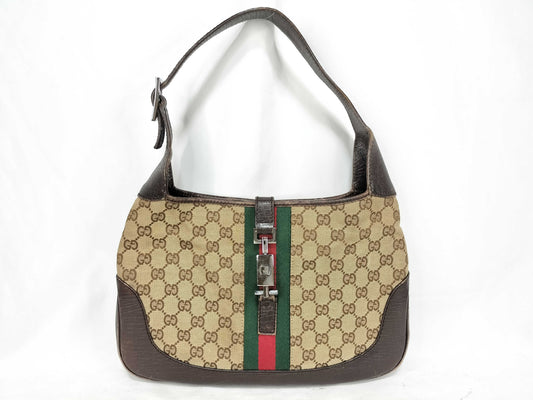 GUCCI Jackie Gucci GG Canvas Sherry Line Jackie Shoulder Bag