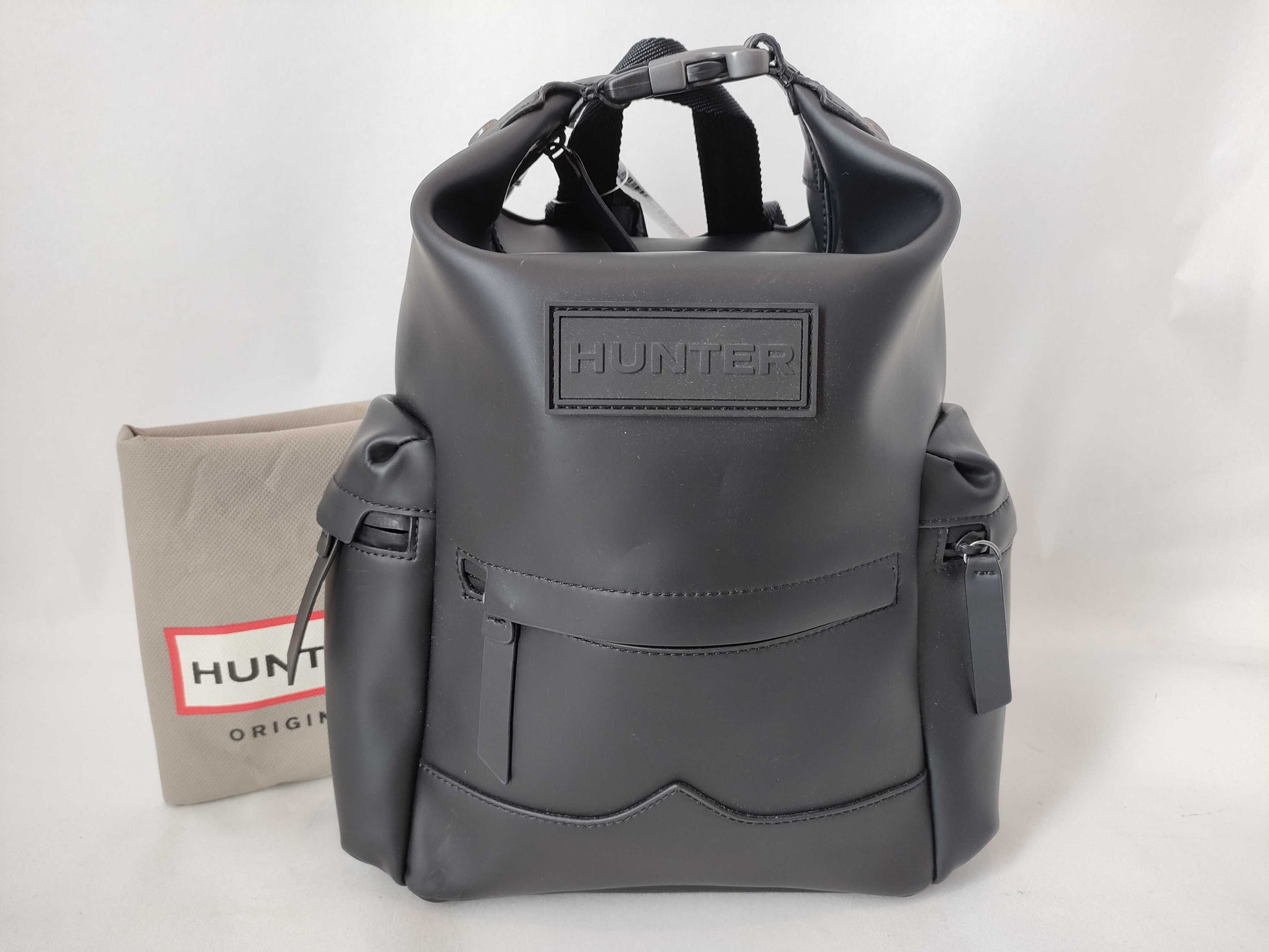 Hunter Original Medium Top Clip Backpack, Rubber Leather Rucksack