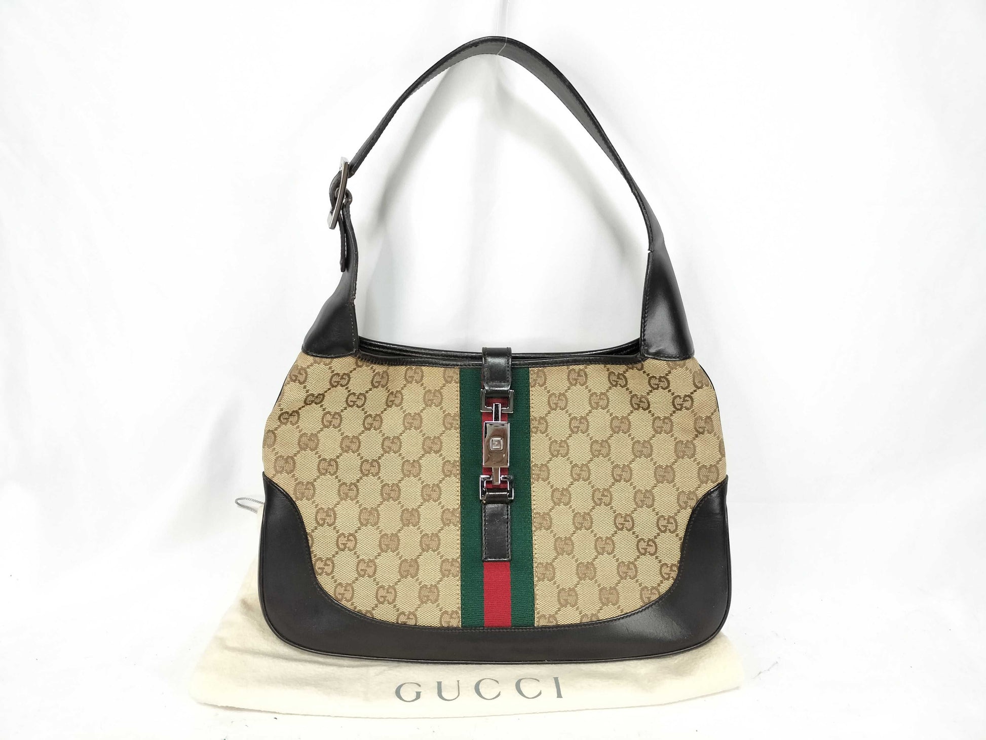 GUCCI Jackie Gucci GG Canvas Sherry Line Jackie Shoulder Bag