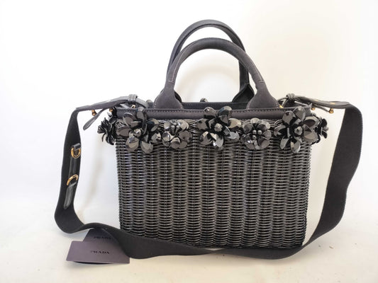 PRADA Wicker Flower 2-way Shoulder Bag/Handbag