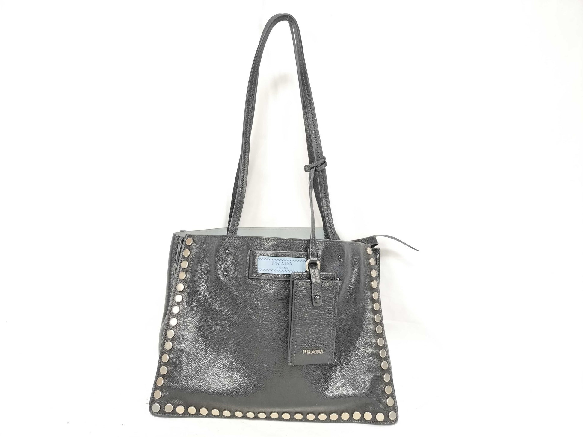 PRADA Etiquet Studded Tote Bag Shoulder Bag