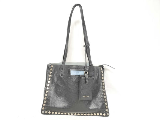 PRADA Etiquet Studded Tote Bag Shoulder Bag