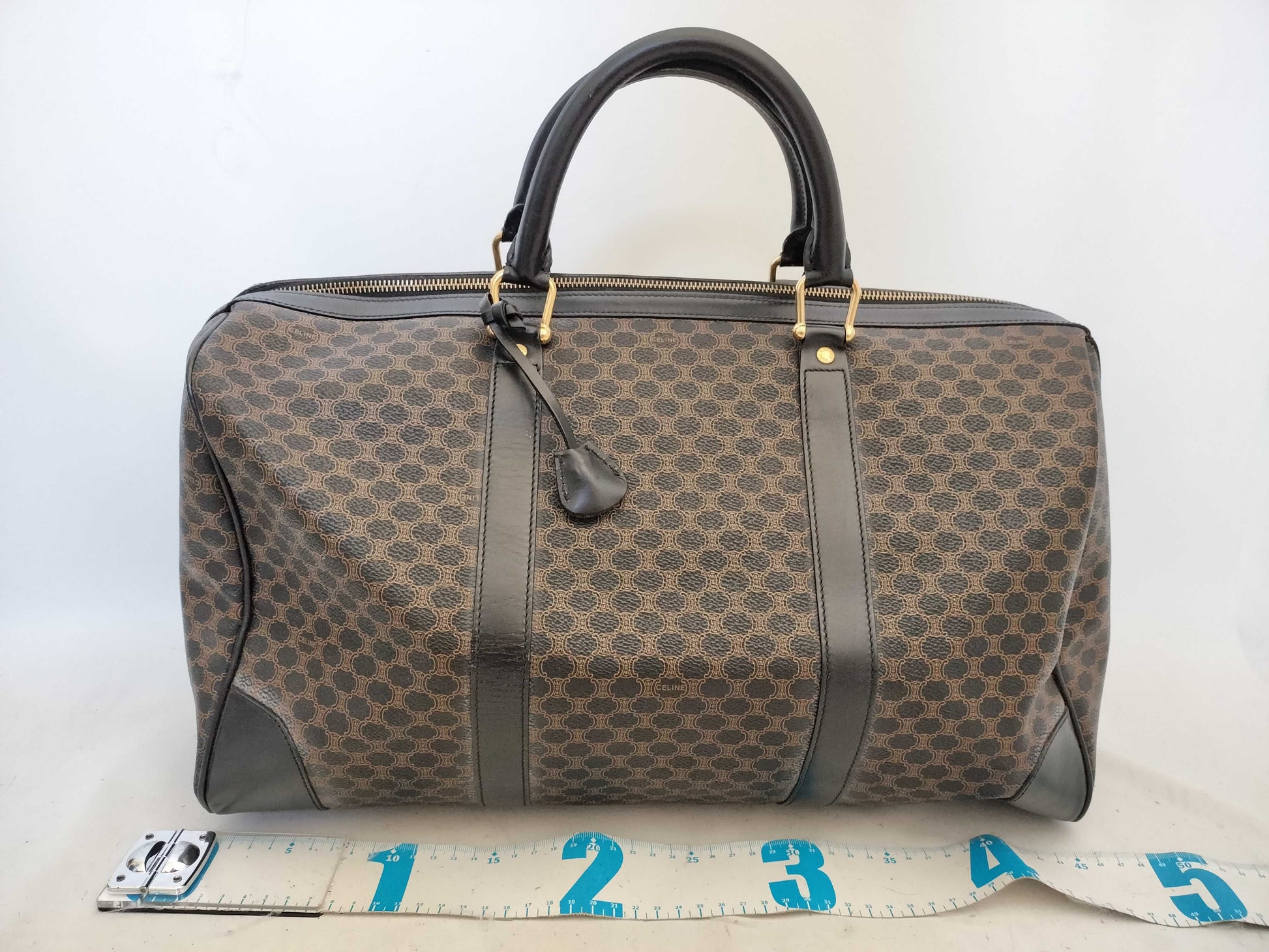 CELINE Black Macadam Boston Bag