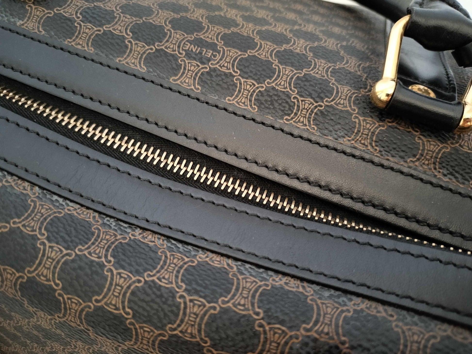 CELINE Black Macadam Boston Bag
