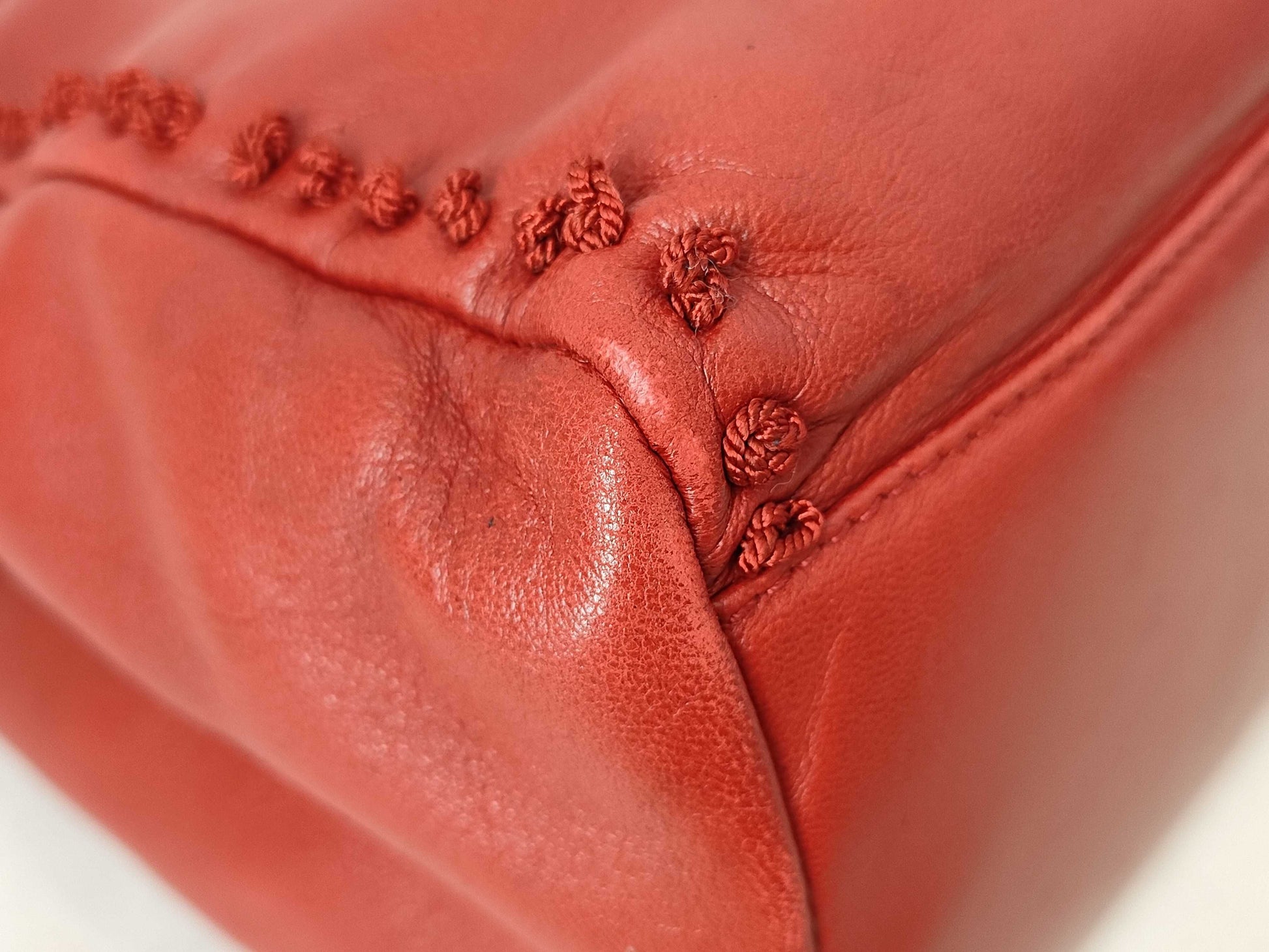 PRADA Prada logo embossed embroidered handbag all leather handbag