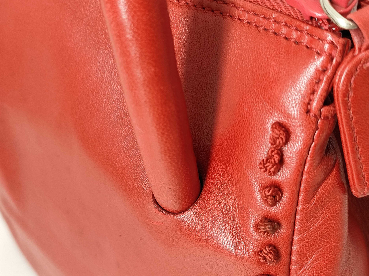 PRADA Prada logo embossed embroidered handbag all leather handbag