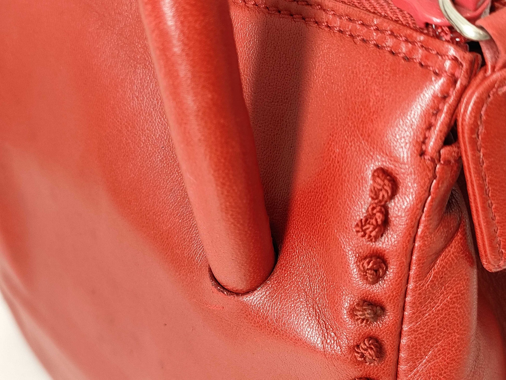 PRADA Prada logo embossed embroidered handbag all leather handbag