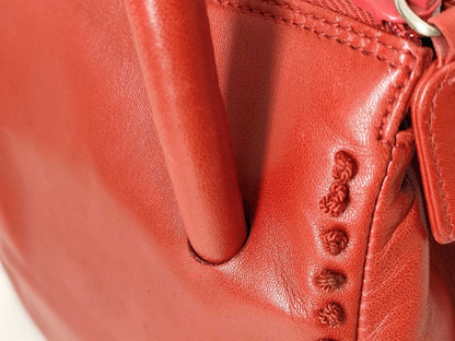 PRADA Prada logo embossed embroidered handbag all leather handbag