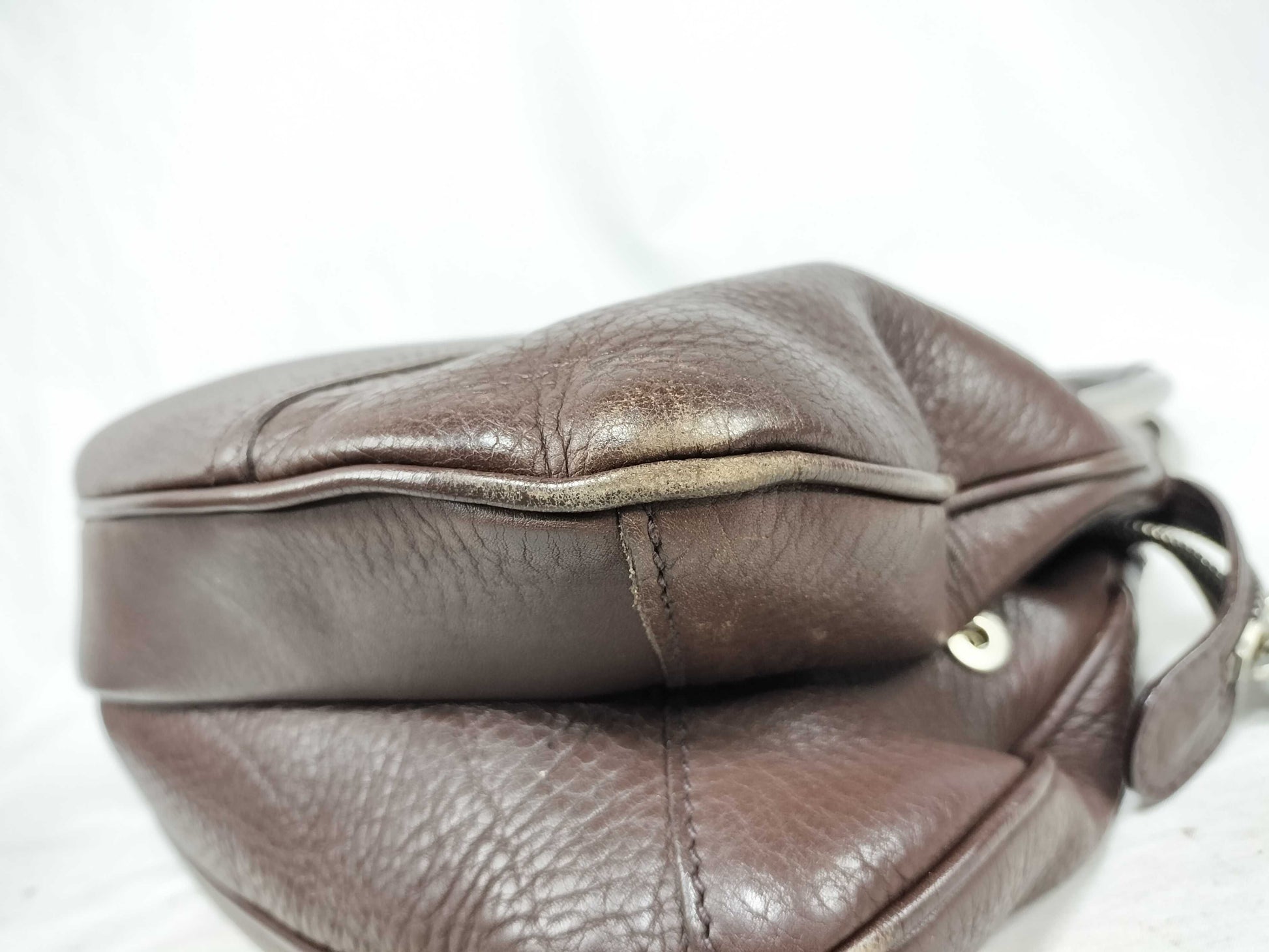 PRADA Prada Metal Handle Hula Hoop Handbag All Leather Shoulder Bag