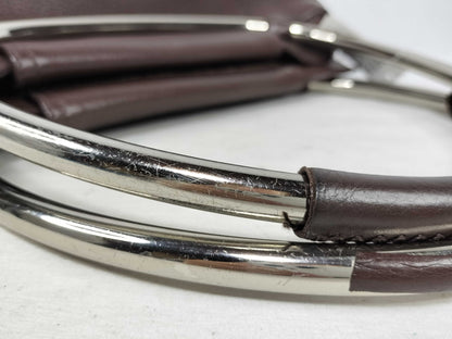 PRADA Prada Metal Handle Hula Hoop Handbag All Leather Shoulder Bag