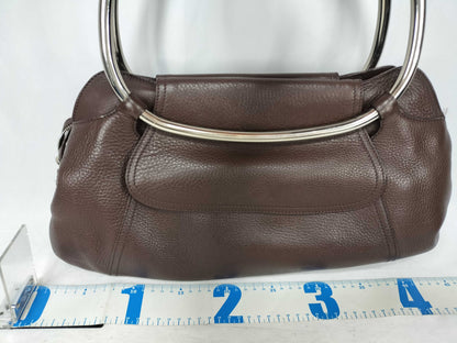 PRADA Prada Metal Handle Hula Hoop Handbag All Leather Shoulder Bag