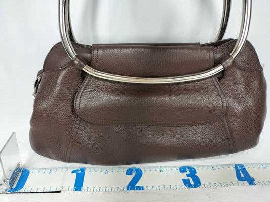 PRADA Prada Metal Handle Hula Hoop Handbag All Leather Shoulder Bag