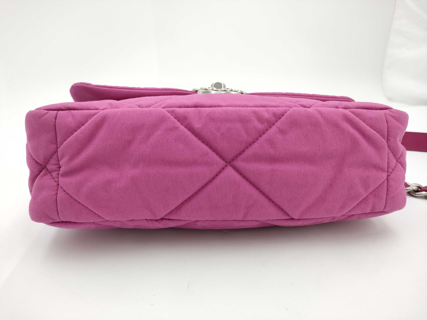 CHANEL 19 Satin 2-Way Chain Turnlock Shoulder Bag in Pink with Serial Number Plate