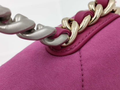 CHANEL 19 Satin 2-Way Chain Turnlock Shoulder Bag in Pink with Serial Number Plate