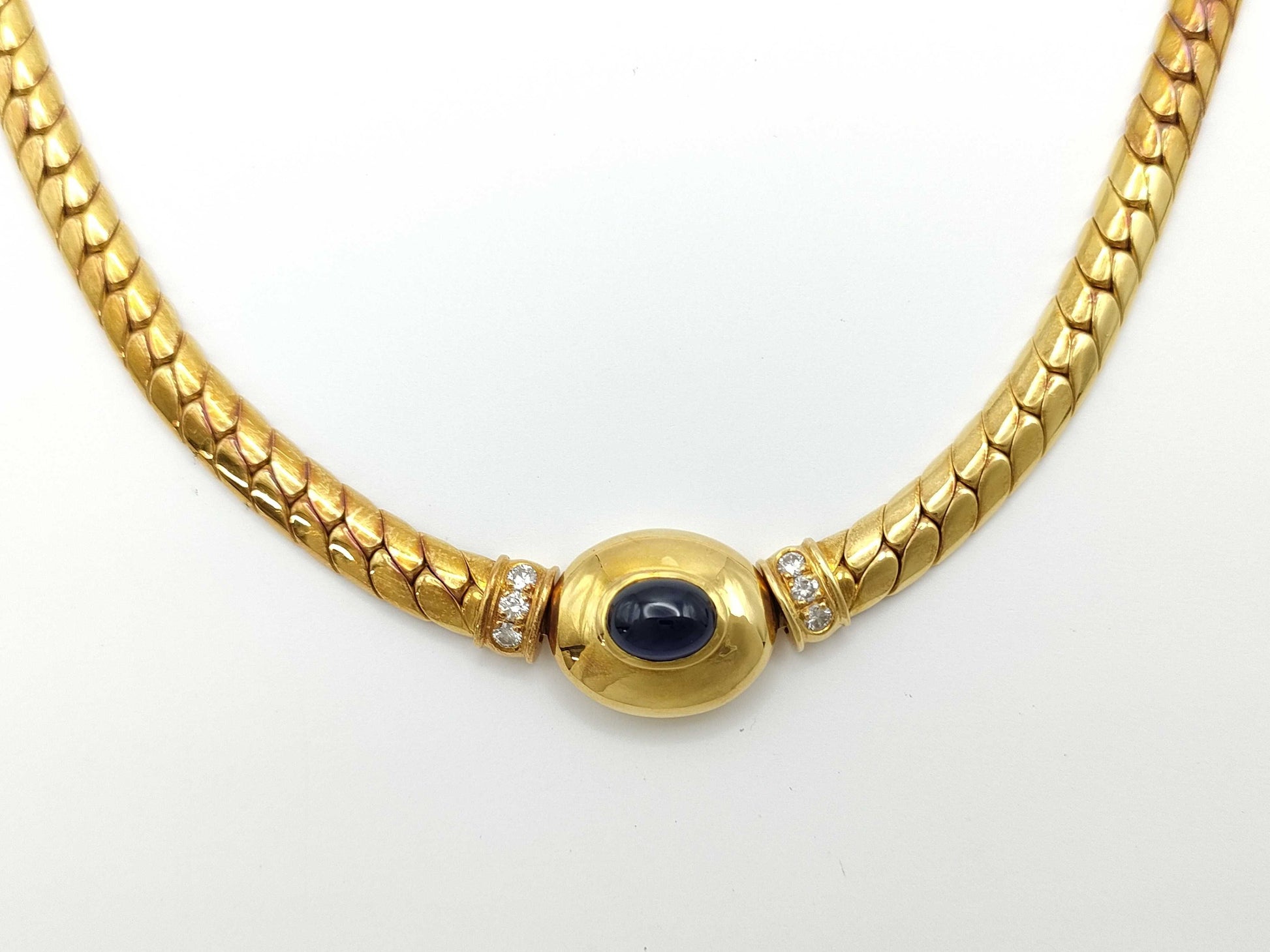Sapphire and Diamond Necklace, 18K Gold, 55.4g 