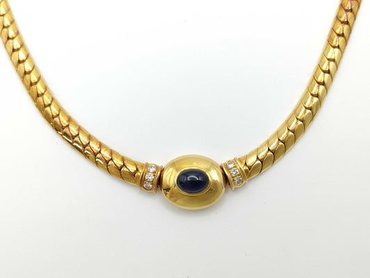 Sapphire and Diamond Necklace, 18K Gold, 55.4g 