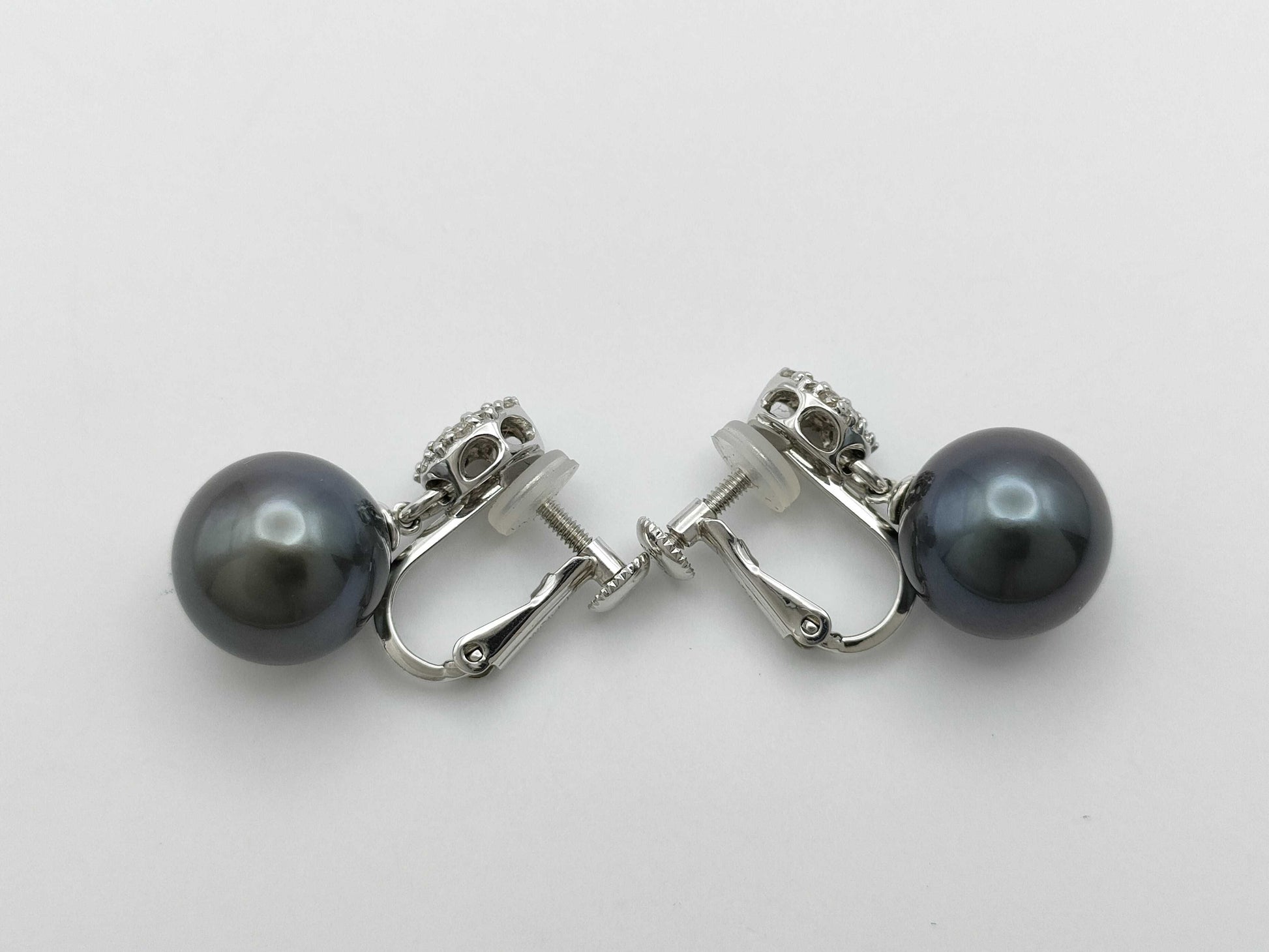 Pearl Earrings, Diameter: Approx. 10.8mm, D0.16/0.16ct, 18K White Gold/14K White Gold, 6.5g 
