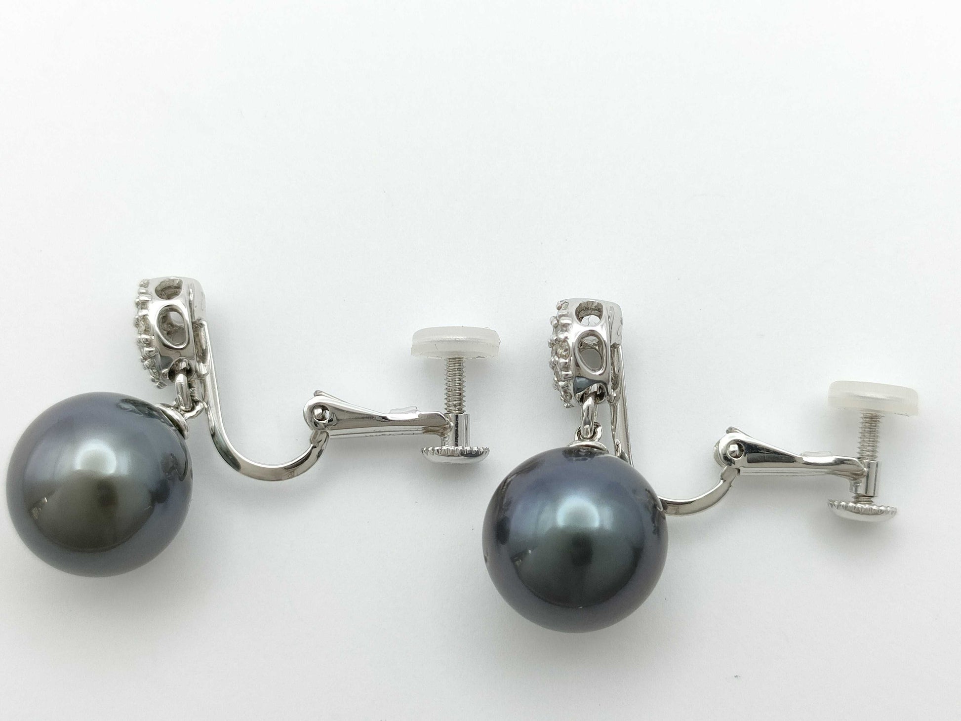 Pearl Earrings, Diameter: Approx. 10.8mm, D0.16/0.16ct, 18K White Gold/14K White Gold, 6.5g 