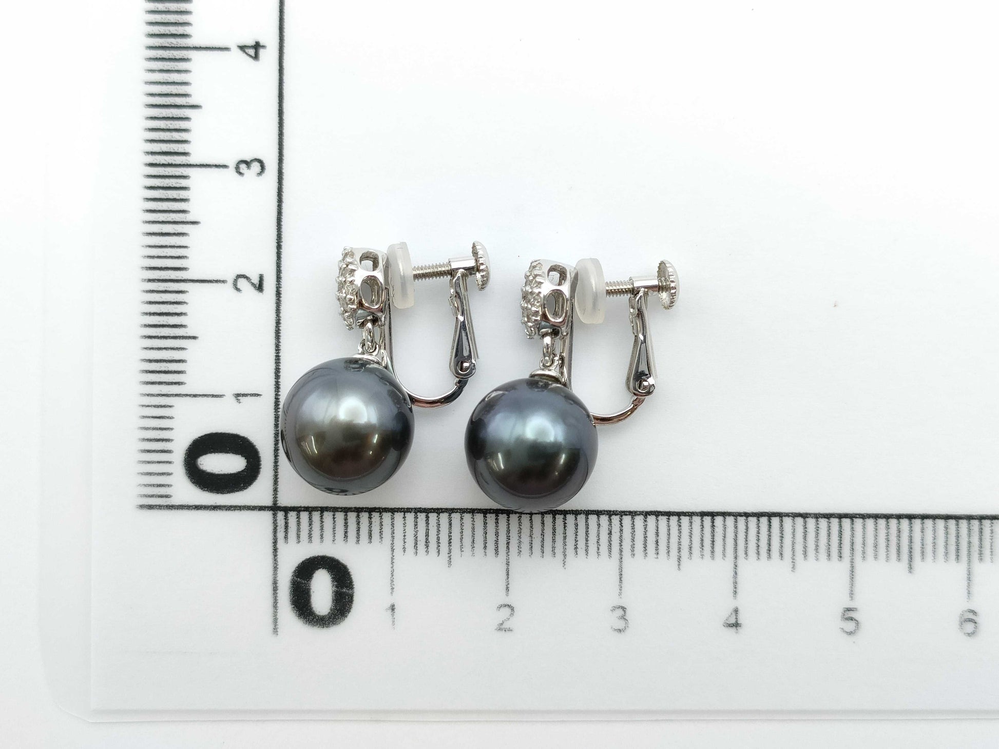 Pearl Earrings, Diameter: Approx. 10.8mm, D0.16/0.16ct, 18K White Gold/14K White Gold, 6.5g 