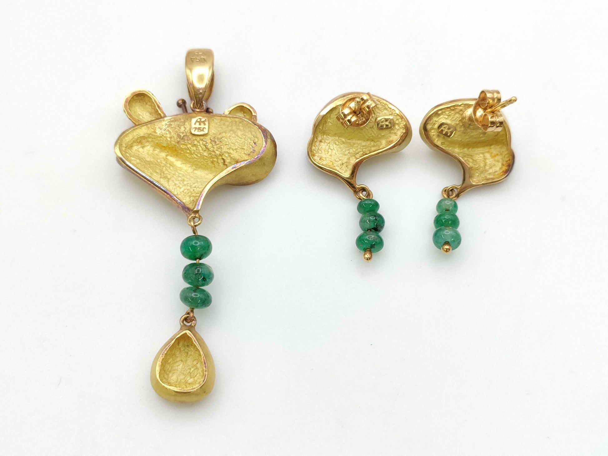 Keiko Ikeda 2-piece set, emerald 750, 14.7g, other small items 