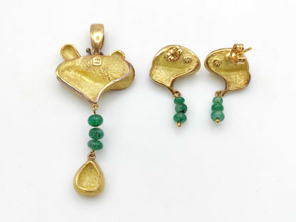 Keiko Ikeda 2-piece set, emerald 750, 14.7g, other small items 