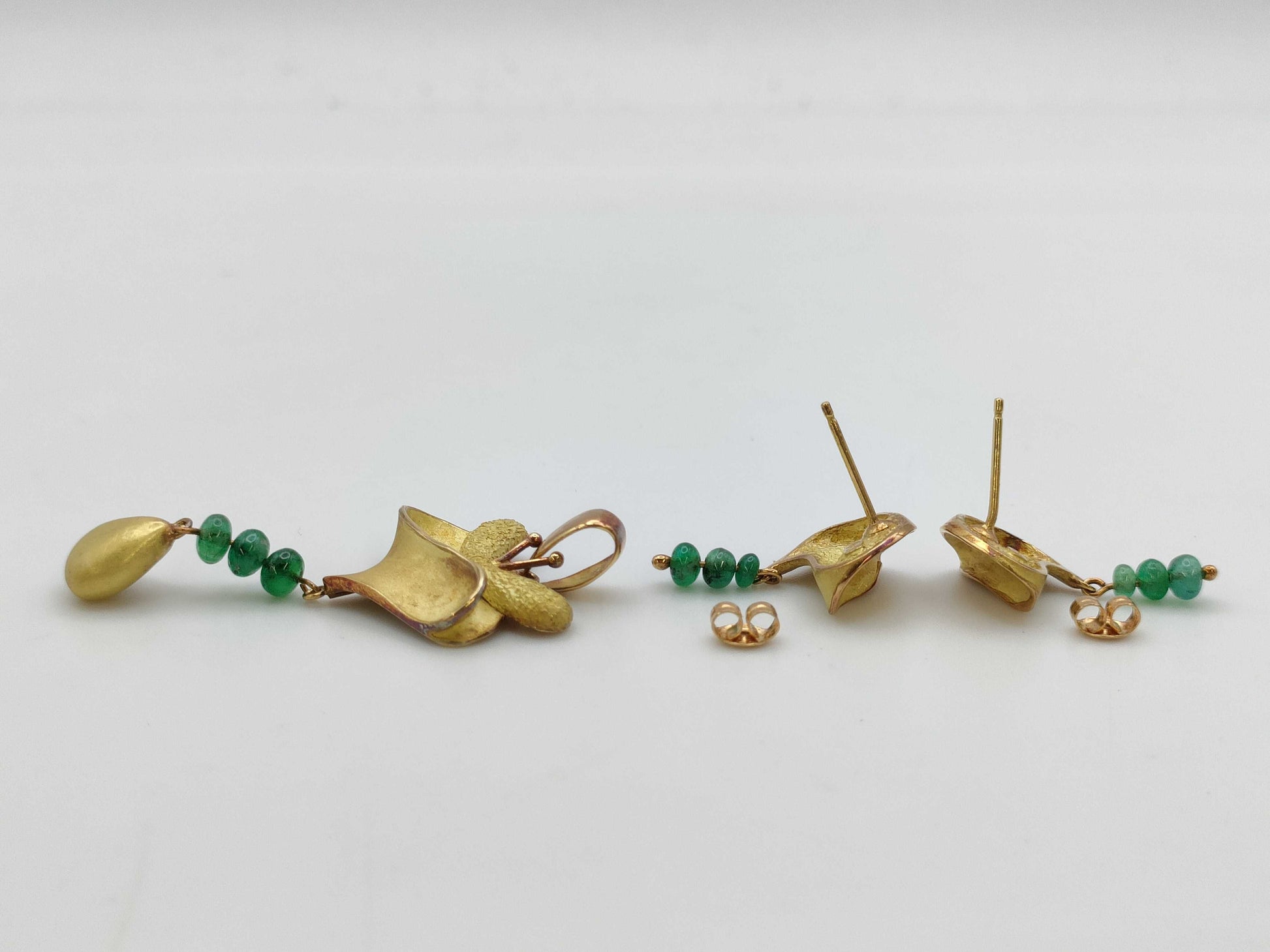 Keiko Ikeda 2-piece set, emerald 750, 14.7g, other small items 