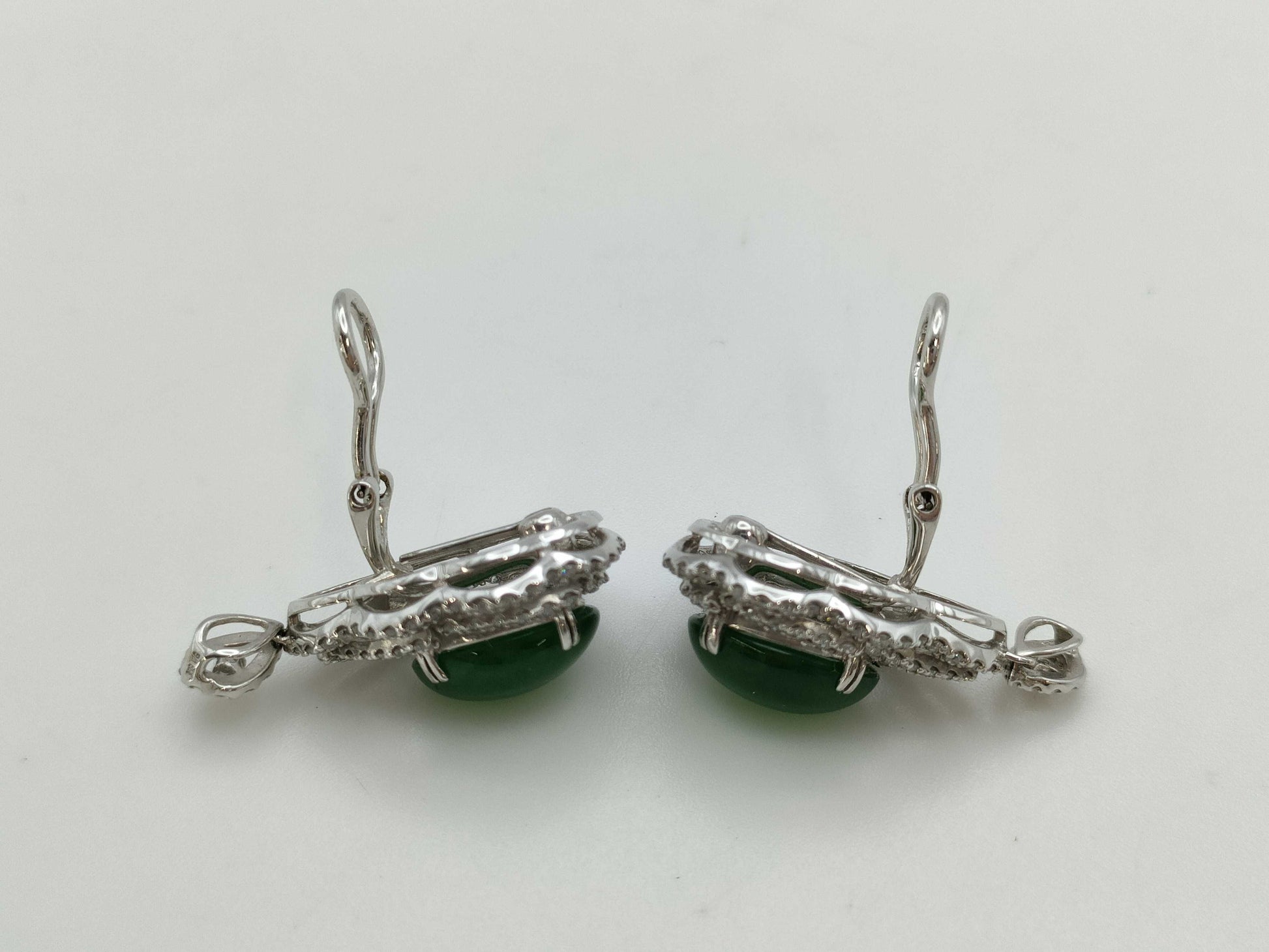 Jadeite 4.23ct D0.65ct / Jadeite 4.29ct D0.65ct K14WG/K18WG 11.8g Earrings 