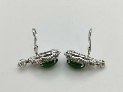 Jadeite 4.23ct D0.65ct / Jadeite 4.29ct D0.65ct K14WG/K18WG 11.8g Earrings 