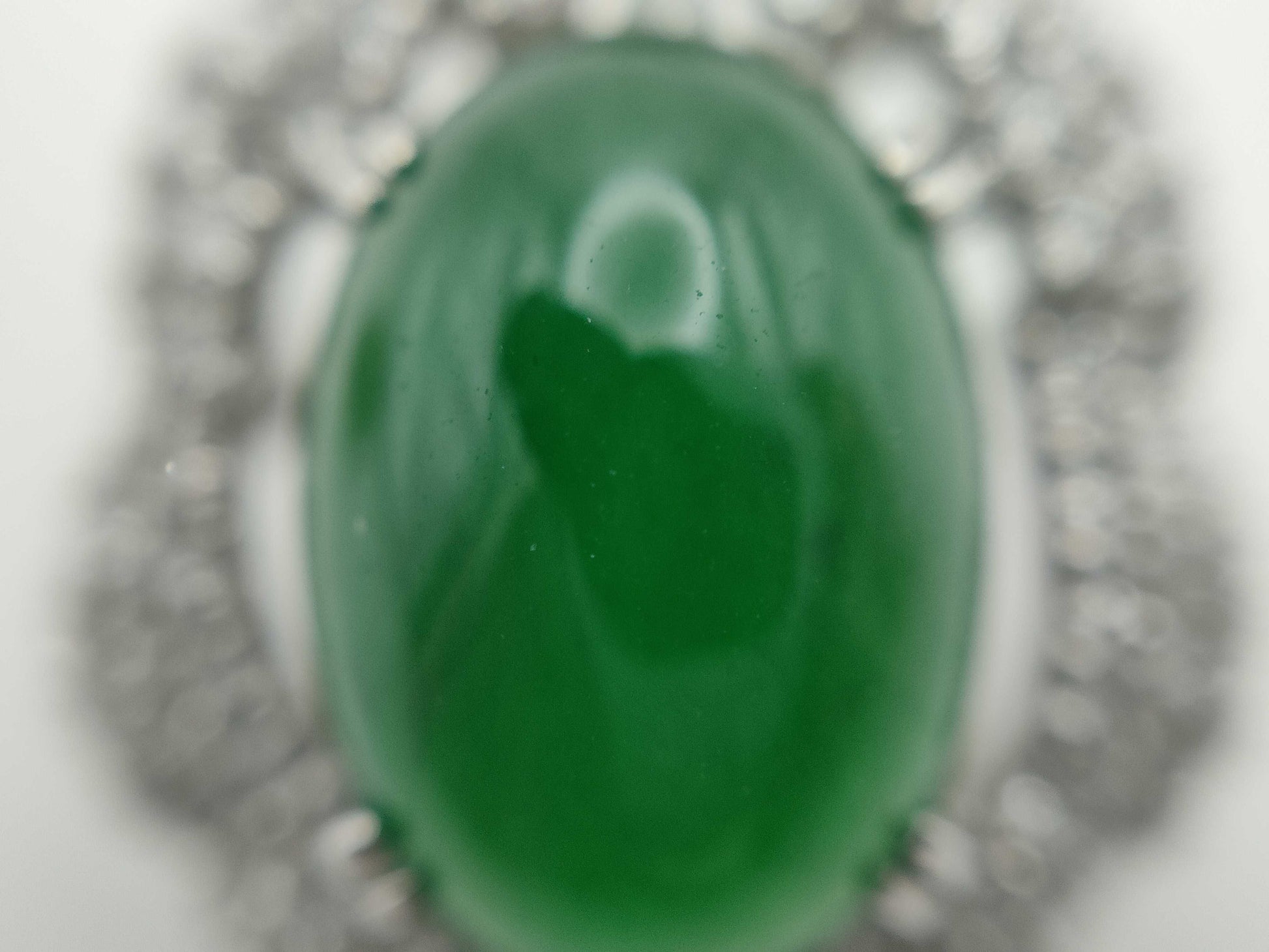 Jadeite 4.23ct D0.65ct / Jadeite 4.29ct D0.65ct K14WG/K18WG 11.8g Earrings 