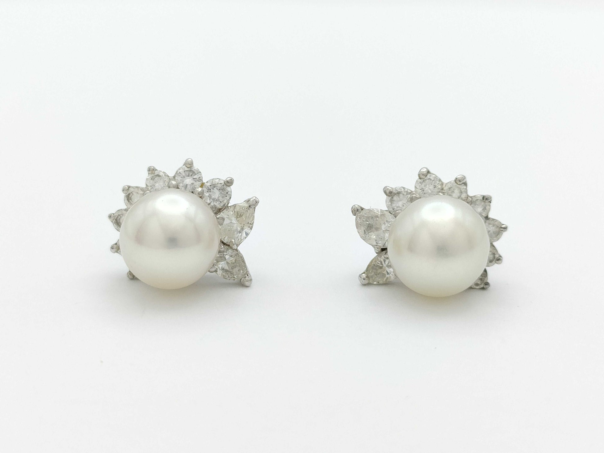 Pearl, Diameter: Approx. 8.0mm, D0.41ct, Pt900, 5.7g, Earrings 