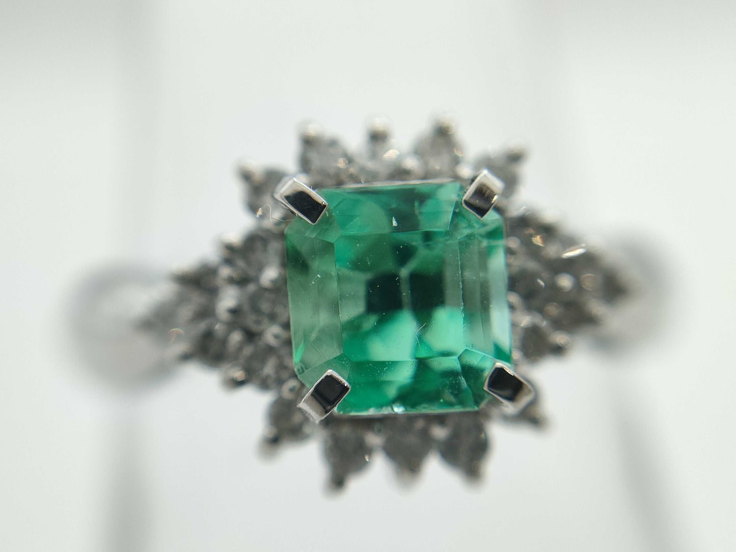 E0.70ct D0.27ct Pt900 3.7g Ring 