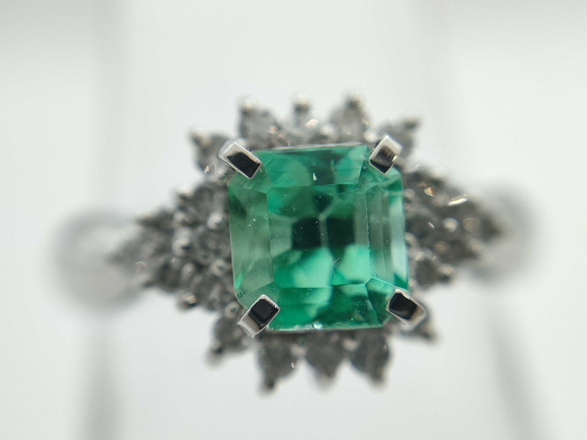 E0.70ct D0.27ct Pt900 3.7g Ring 