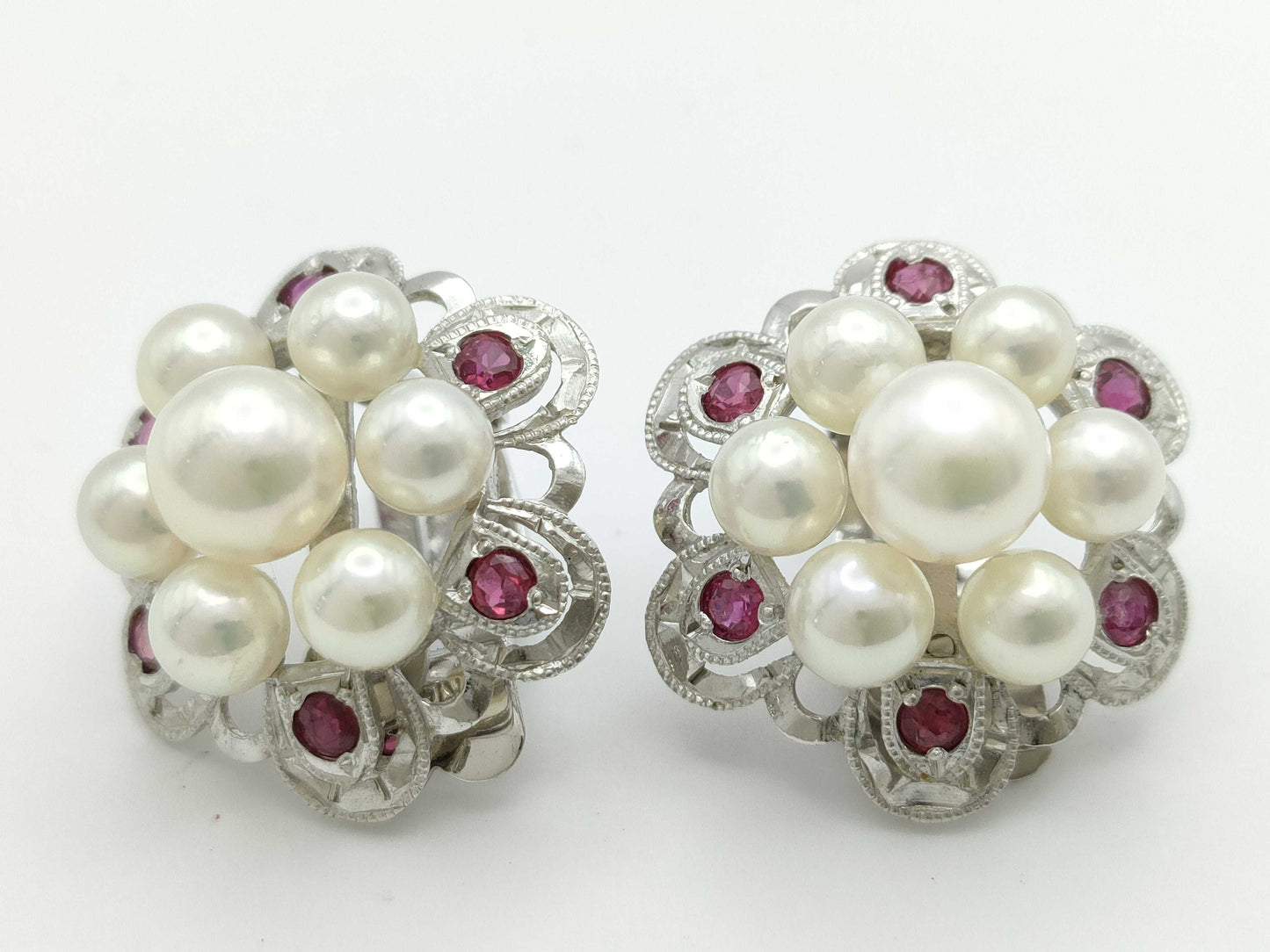 Colored Pearl Earrings, Diameter: Approx. 4.5-6.3mm, 11K Gold, 7.7g 