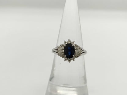 Sapphire and Diamond Pt900 6.3g Ring 