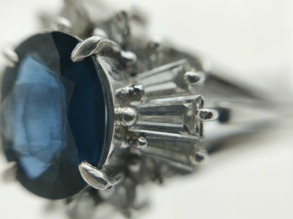 Sapphire and Diamond Pt900 6.3g Ring 