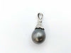 Black Butterfly Semi-Round Pearl, Diameter: Approx. 15.0mm x 13.5mm, D0.70ct, 18K White Gold, 7.0g, Pendant Top 