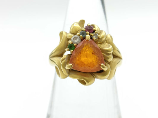 Colored Stone 1.58ct D0.09ct K18 11.1g Ring 