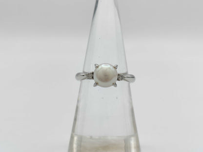 Pearl diameter: approx. 7.0mm, D0.06ct, PT850, 4.6g, Ring 