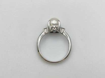 Pearl diameter: approx. 7.0mm, D0.06ct, PT850, 4.6g, Ring 