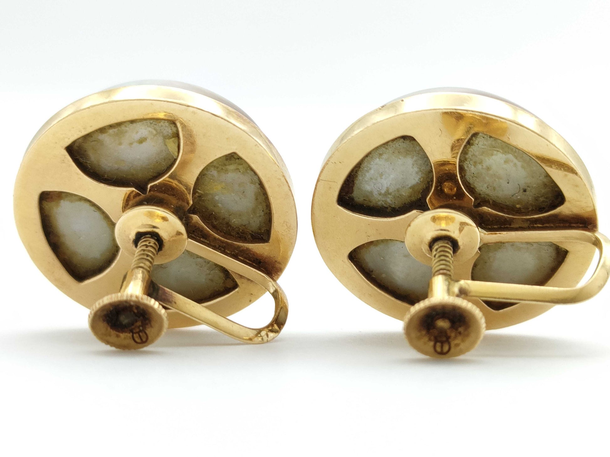 TASAKI Mabe Pearl Earrings, Diameter: Approx. 17.2mm, 14K Gold, 11.4g 