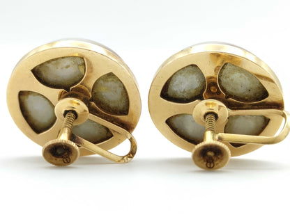 TASAKI Mabe Pearl Earrings, Diameter: Approx. 17.2mm, 14K Gold, 11.4g 