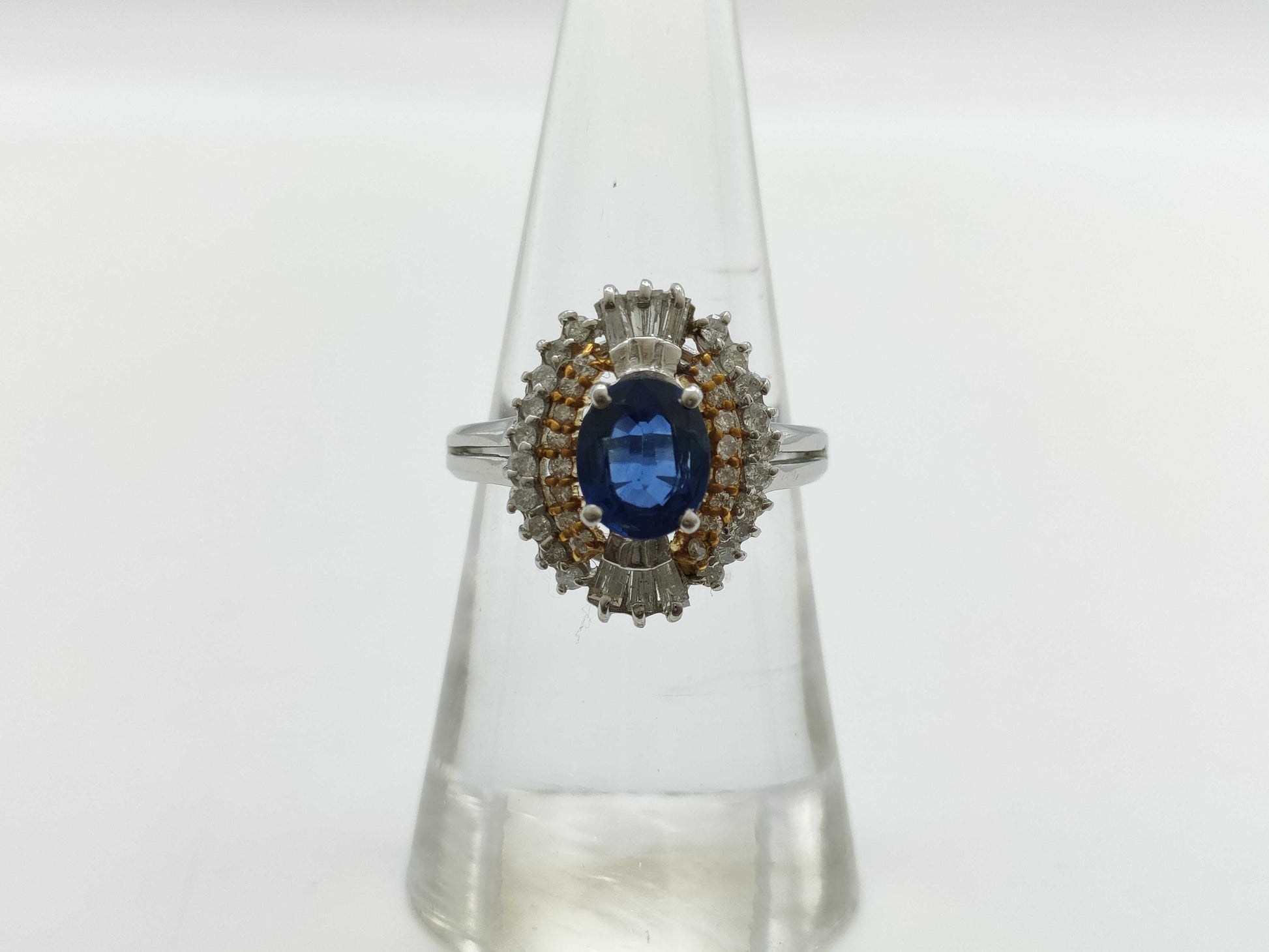 S1.18ct D0.50ct Pt900/K18 6.1g Ring 