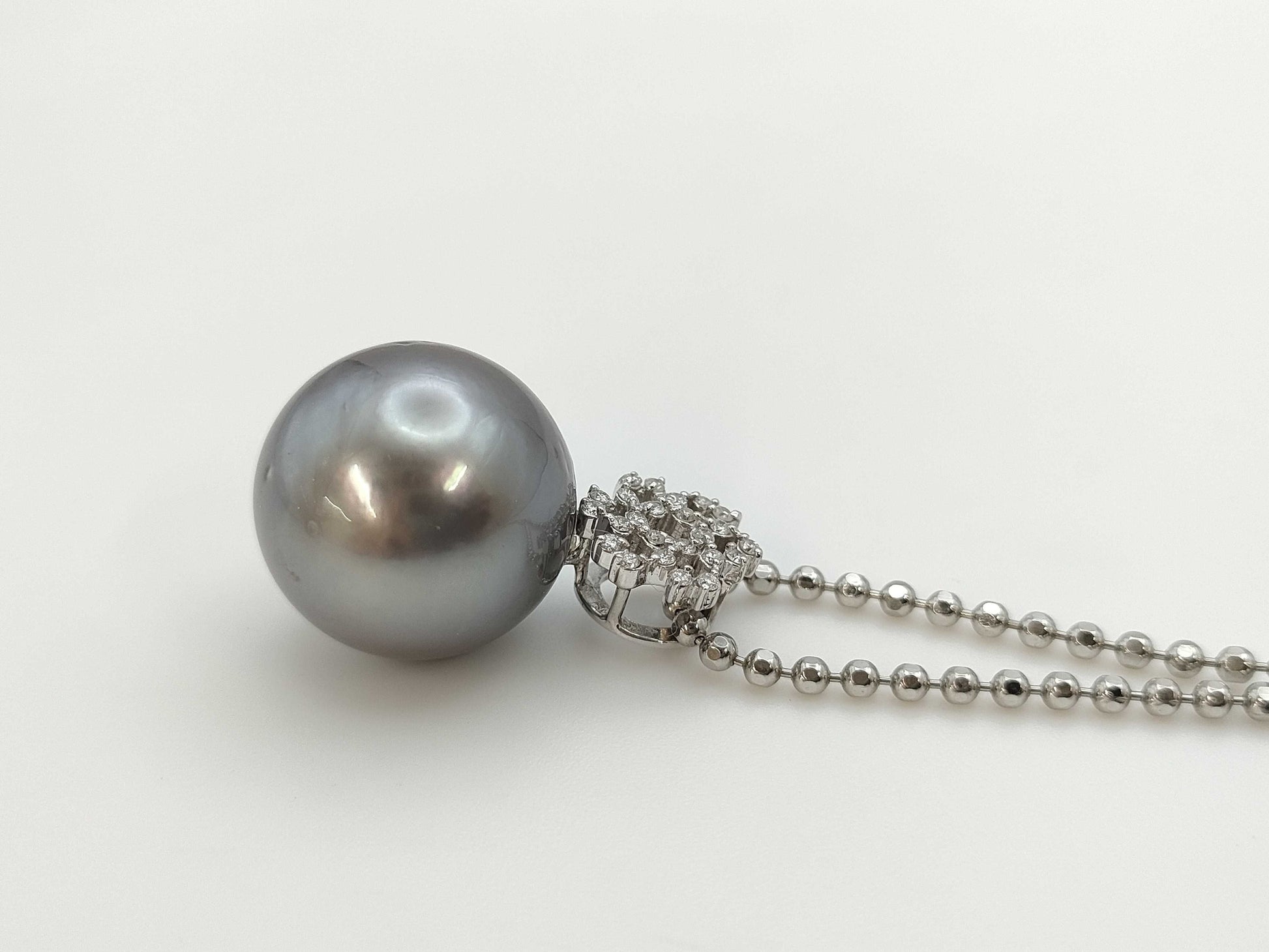 Pearl Necklace, Diameter: Approx. 16.2mm, D0.16ct, 18K White Gold, 15.0g 