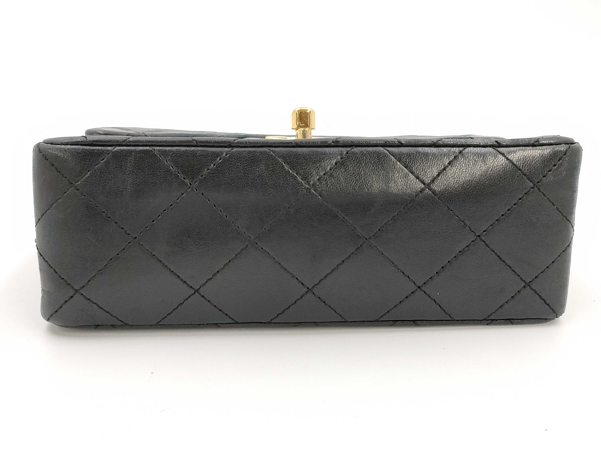 CHANEL Mini Matelasse Lambskin Top Handle Black Shoulder Bag 