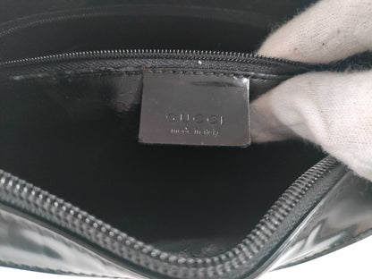 GUCCI G Logo One-Shoulder Bag 001.3032 Black Leather Shoulder Bag
